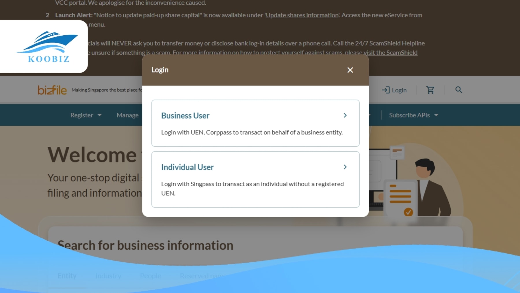 BizFile Portal Login Details Required