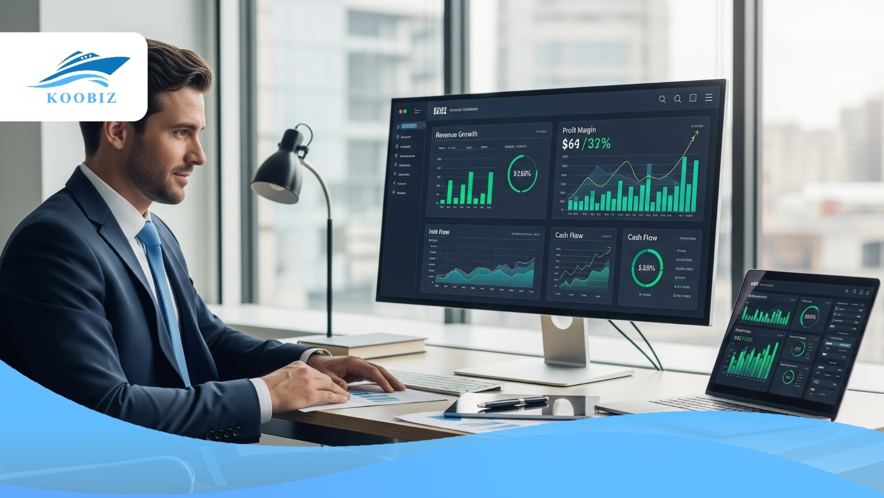Accounting advising SME viewing financial dashboard