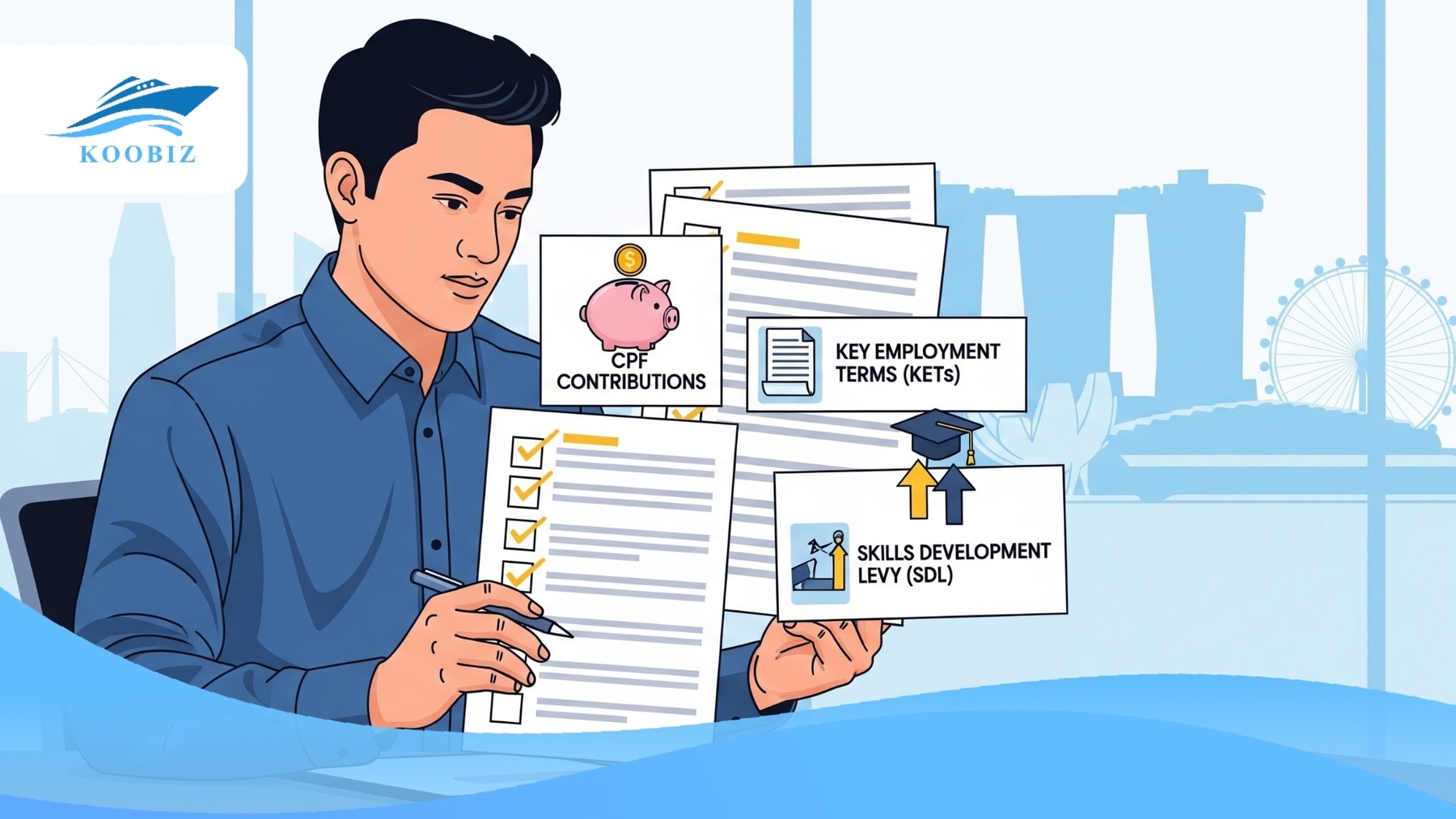 Expert with ACRA MOM documents in the office