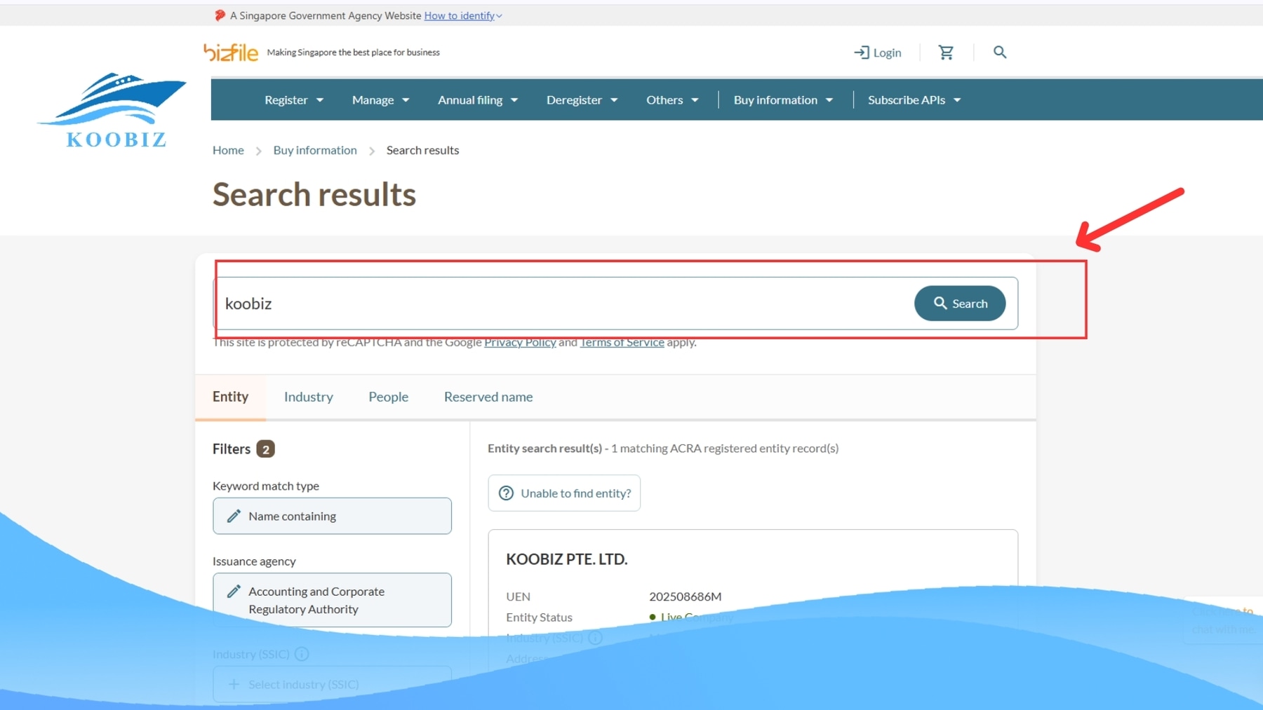 Using the ACRA BizFile+ Portal
