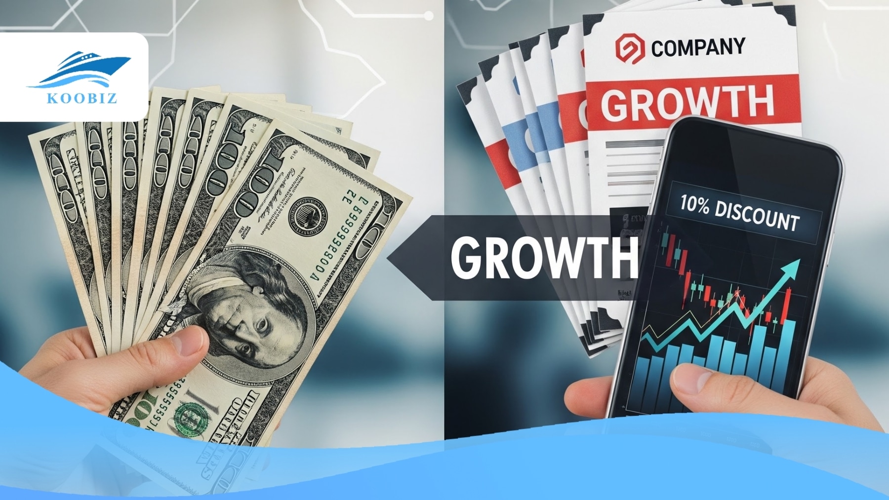 Shares grow faster than cash due to the discount